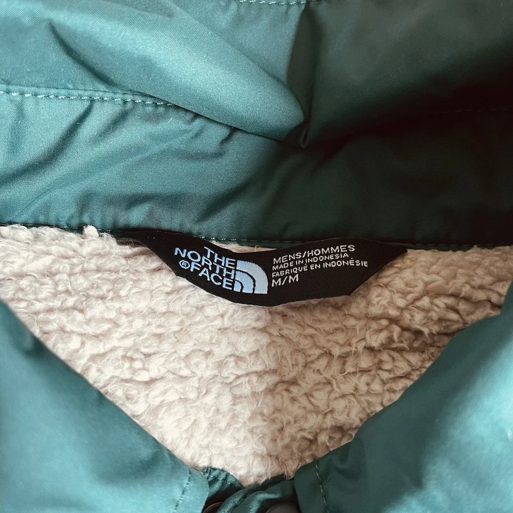 The North Face Jacket Mens Medium Green Quilted Snap Front Sherpa Lined Puffer